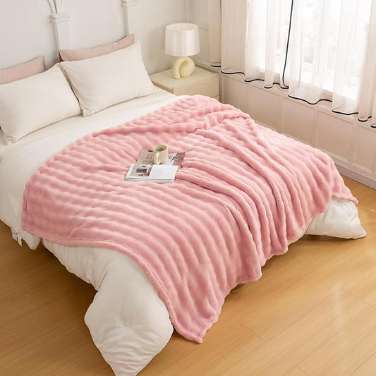 YUSOKI Luxury 3D Bubble Throw Blanket 3.1lb,All Ages,Home Decoration, (Light Pink,60 * 80inches)-Ruum Studio Home
