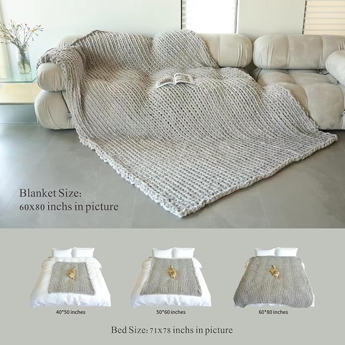 Maetoow Tighter Chenille Chunky Knit Blanket Throw 60×80 Inch, Handmade Warm & Cozy Blanket Couch, Bed, Home Decor, Soft Fleece Banket, Boho Thick Blankets and Giant Yarn Throws, Rose Pink-Ruum Studio Home