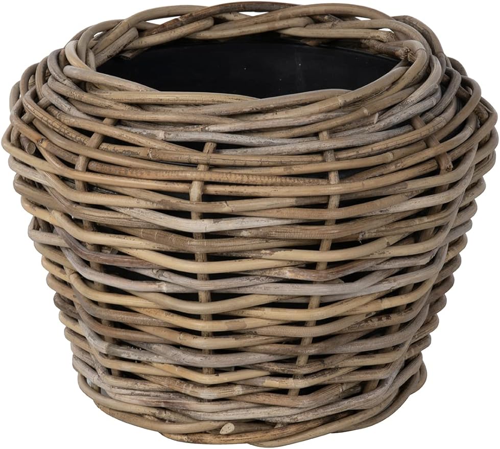 Rattan Kobo Indoor Outdoor Planter Basket with Plastic Pot X Small 1 Gallon Soil Capacity-Ruum Studio Home