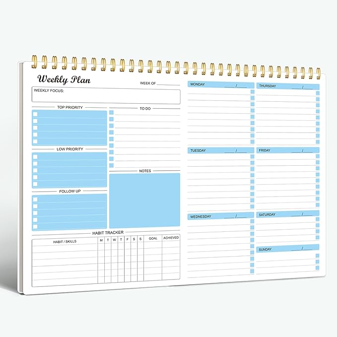 Weekly Planner Notepad Undated Weekly Schedule Planner To Do List Notebook Goals Planning Pad Habit Tracker Journal for Man & Women,52 Weeks (8.5x11")-Ruum Studio Home