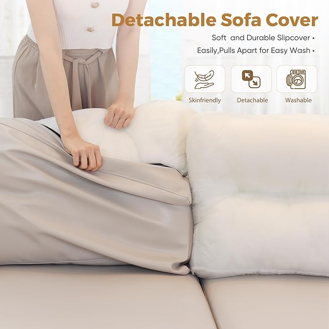 Faux Leather Oversized Accent Chair with Storage Deep Seat Single Sofa Large Reading Armchair for Living Room Bedroom Office Whitesand-Ruum Studio Home
