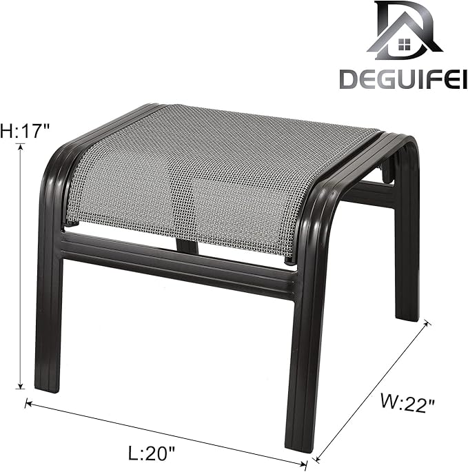 Patio Ottomans Outdoor Foot Rest Aluminum Patio Footstool Samll Seat Wicker Furniture Patio Ottoman 2 Pieces Grey-Ruum Studio Home