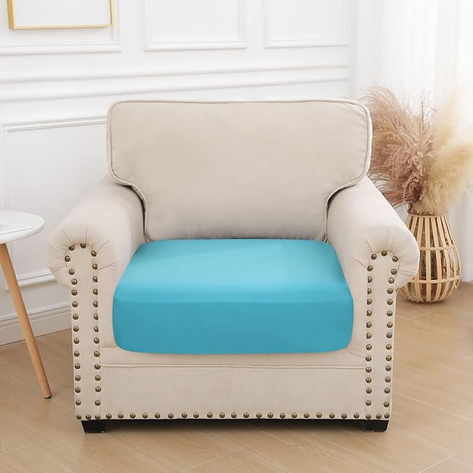 hyha Waterproof Couch Cushion Covers, Stretch Sofa Couch Seat Slipcover for Dog Washable, Non-Slip Waterproof Outdoor Cushion Covers for Patio Furniture Replacement (1 Piece for Small, Peacock Blue)-Ruum Studio Home