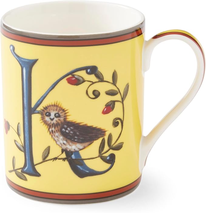 Spode Kit Kemp 12oz Mug in Fine China, K Initial - Custom Coffee Cup for Hot Beverages, Personalized Gift Idea for Her, Him, Friends, Coffee Lovers - Stylish Letter Mug for Daily Use, Dishwasher Safe-Ruum Studio Home