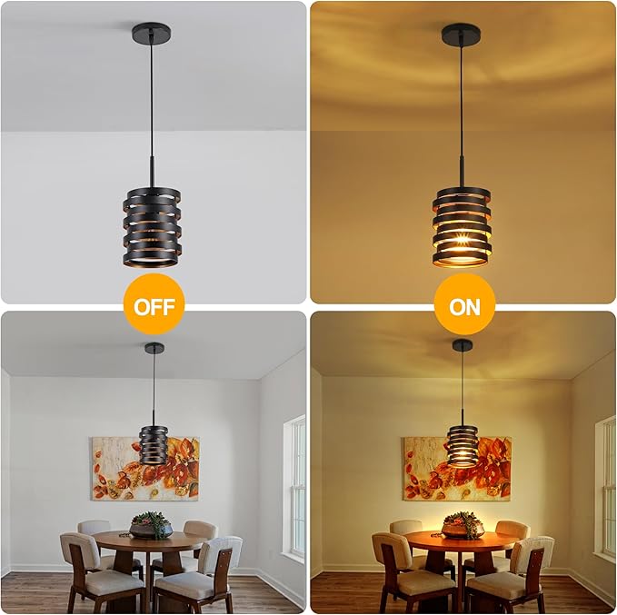 Modern Farmhouse Pendant Lights Kitchen Island, Industrial Multiple Rings Hanging Pendant Light Fixtures for Sink Bar Entrance Bathroom Hallway, Black with Gold Interior-Ruum Studio Home