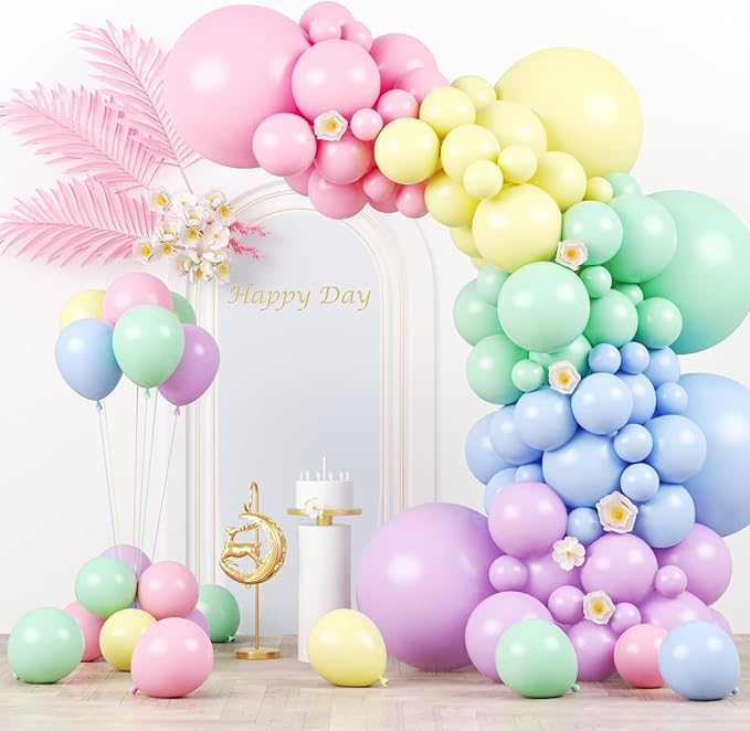 130pcs Pastel Balloons Different Sizes 18" 12" 10" 5" Macaron Latex Balloon Garland Arch Kit for Birthday Easter Baby Shower Graduation Wedding Gender Reveal Anniversary Party Decorations-Ruum Studio Home