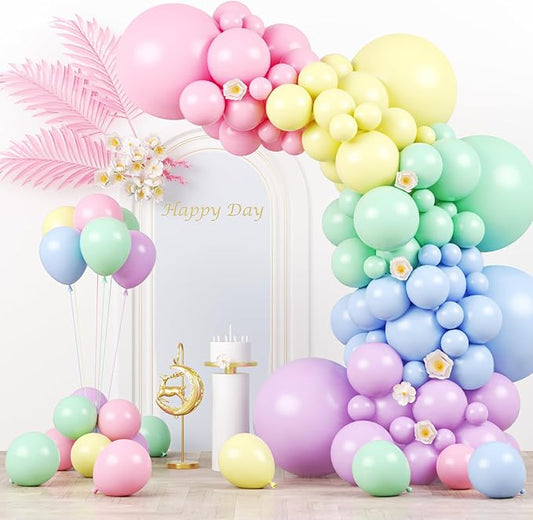 130pcs Pastel Balloons Different Sizes 18" 12" 10" 5" Macaron Latex Balloon Garland Arch Kit for Birthday Easter Baby Shower Graduation Wedding Gender Reveal Anniversary Party Decorations-Ruum Studio Home