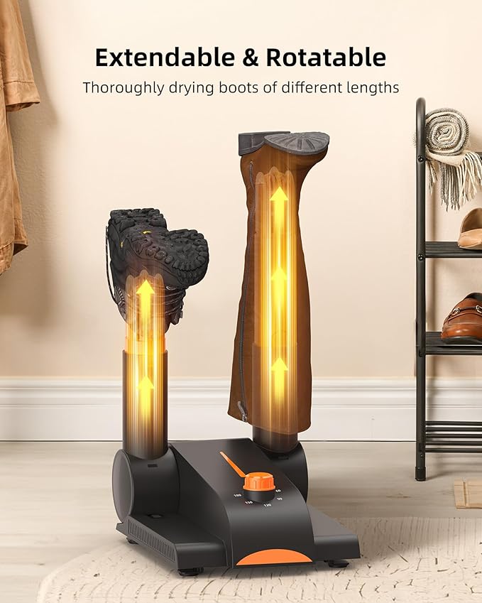Xasla Shoe Dryer, Boot Dryer for Work Boots, Forced-air Heating Gloves & Sneakers Warmer, Folding Design with Adjustable Rack, Timer, Heat Blower Quick Drying-Ruum Studio Home