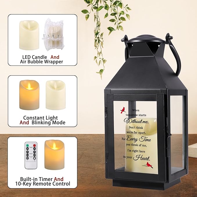 Memorial Lantern, Sympathy Gifts for Loss of Mom/Dad/Loved One, Bereavement Gifts, in Memory of Loved One Lantern,Celebration of Life, Memorial Gifts, Funeral Lantern,When Tomorrow Starts Without me-Ruum Studio Home