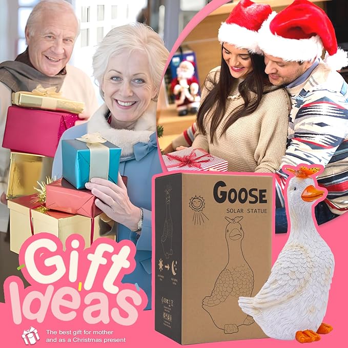 Goodeco Porch Goose Statue with Butterfly - Outdoor Garden Goose Decor for Yard, Unique Gifts for Mom & Garden Lovers (Off White)-Ruum Studio Home