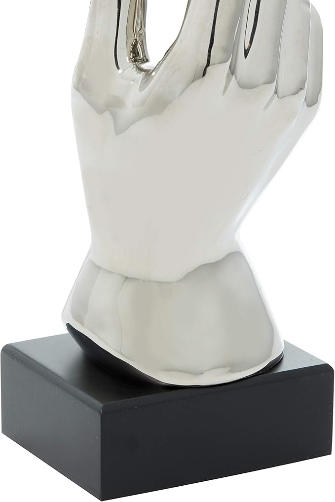 Deco 79 Polystone Hands Decorative Sculpture Home Decor Statue, Accent Figurine 5" x 4" x 13", Silver-Ruum Studio Home