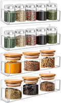 Acrylic Spice Rack Wall Mount-9 Inch, Clear Spice Shelf Storage Holder, 4 Pack Hanging Seasoning Rack Organizer for Cabinet Door, Cupboard or Wall Kitchen (Adhesive or Screw)-Ruum Studio Home