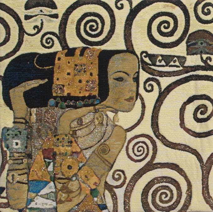 C Charlotte Home Furnishings Inc Lebensbaum Expectations Cushion Cover | Pure Cotton Decorative Cushion Case | Cushion Cover for Indoor Use | 17x17 Inch Cushion Cover for Living Room I By Gustav Klimt-Ruum Studio Home