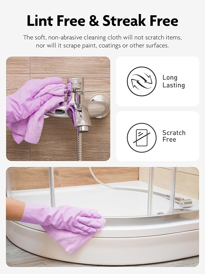 Fantasticlean Microfiber Cleaning Cloth Roll -75 Pack, Tear Away Microfiber Towels, 12" x 12", Reusable, Washable, Scratch Free, Ultra Absorbent Dish Rags for Car, Home, Garage or Shop (Purple)-Ruum Studio Home