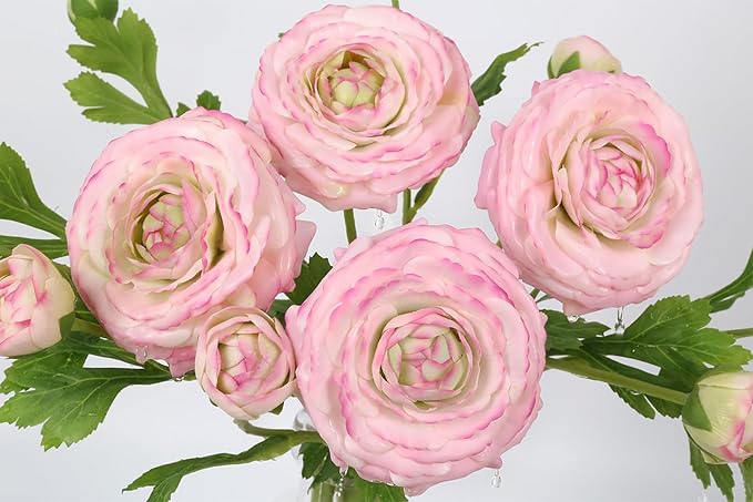 IPOPU 4PCS Real Touch Purple Ranunculus Artificial Flowers Faux Ranunculus Flowers for Vase Real Look Silk Peonies Fake Peony Flowers for Home Indoor Wedding Centerpieces for Table Decor (Purple Edge)-Ruum Studio Home