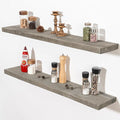 Fun Memories Floating Shelves for Wall Decor, 40"x8" Rustic Reclaimed Wood Shelves, Heavy-Duty Wall Mounted Shelves with Invisible Brackets, Set of 2for Living Room, Bedroom, Kitchen, Grey Finish-Ruum Studio Home