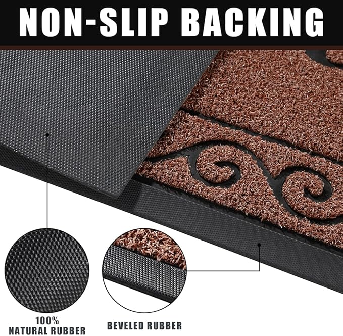 Yimobra Welcome Mat, Heavy Duty Sturdy Door Mats for Home Entrance Outdoor Indoor, Front Doormat for Outside Patio Floor Entry Porch Garage Office, Waterproof, Low Profile, 47 x 24, Maroon-Ruum Studio Home