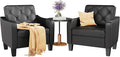 STHOUYN Living Room Chairs Black Leather Accent Chairs Set of 2, Waiting Room Arm Chairs, Reading Chairs for Bedroom Comfy Club Chair Tufted, Office Small Space (2, Black)-Ruum Studio Home