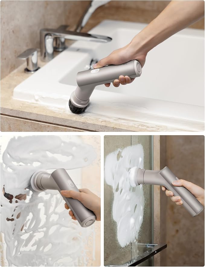HOTO Cordless Electric Spin Scrubber, IPX7 Full Body Waterproof Dish Scrubber Brush, Bathroom Cleaning Brush, Max 22 in-lb, Power Scrubber with 9 Brush Heads for Kitchen, Sink, Bathroom, Shower, Tile-Ruum Studio Home