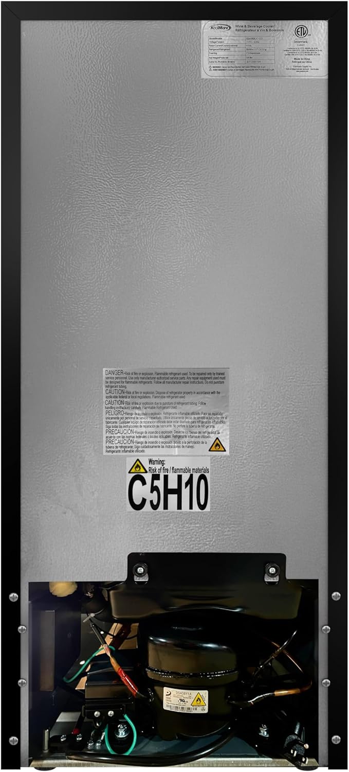 KoolMore 15” Inch Small Built-In Refrigerator and Beverage Cooler for Soda Cans, Beer Cans, Food and Fresh Snacks, 5 Wire Shelves, Adjustable Temperature Range (KM-BIR3C-GD), Stainless Steel-Ruum Studio Home