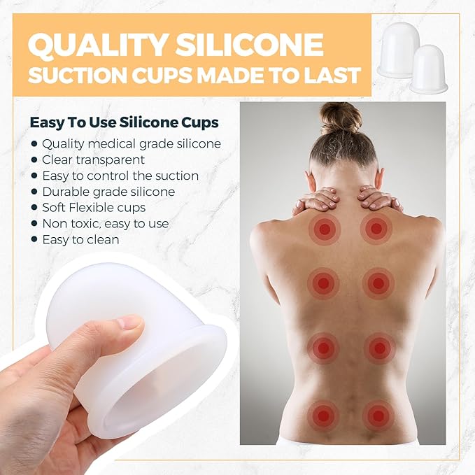 TrelaCo 12 Pcs 2 Size Cupping Therapy Set Silicone Anti Cellulite Cupping Kit for Massage Therapy Cupping Therapy Set Vacuum Suction Cup for Arthritis Relief, Pain Reduction Adults Home Use (White)-Ruum Studio Home