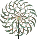 Viveta Large Outdoor Wind Spinner,21 * 85 inches Metal Wind Sculpture with 4 Sturdy Stakes,Green Double Wind Spinners,Decorative Windmill for Yard and Garden-Ruum Studio Home