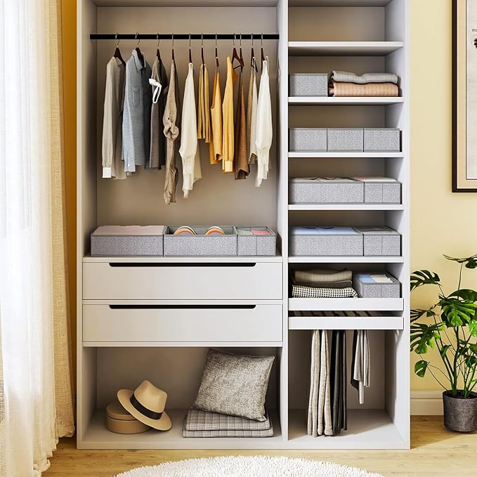 DIMJ Drawer Organizer Clothes 15 Pack - Foldable Baby Organizers and Storage & Dresser Organizer for Bedroom, Closet - Nursery Organization Dresser Dividers for underwear Sock Bra Belt Tie, Gray-Ruum Studio Home