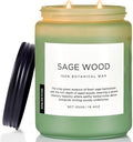 M&SENSE Sage Wood Scented Candle, 19.4oz 110 Hours Long Lasting Clean Non Toxic All Natural Soy Wax Candle for Relaxing & Stress Relief, 2 Wick Home Fragrance Gifts for Home Decor-Ruum Studio Home