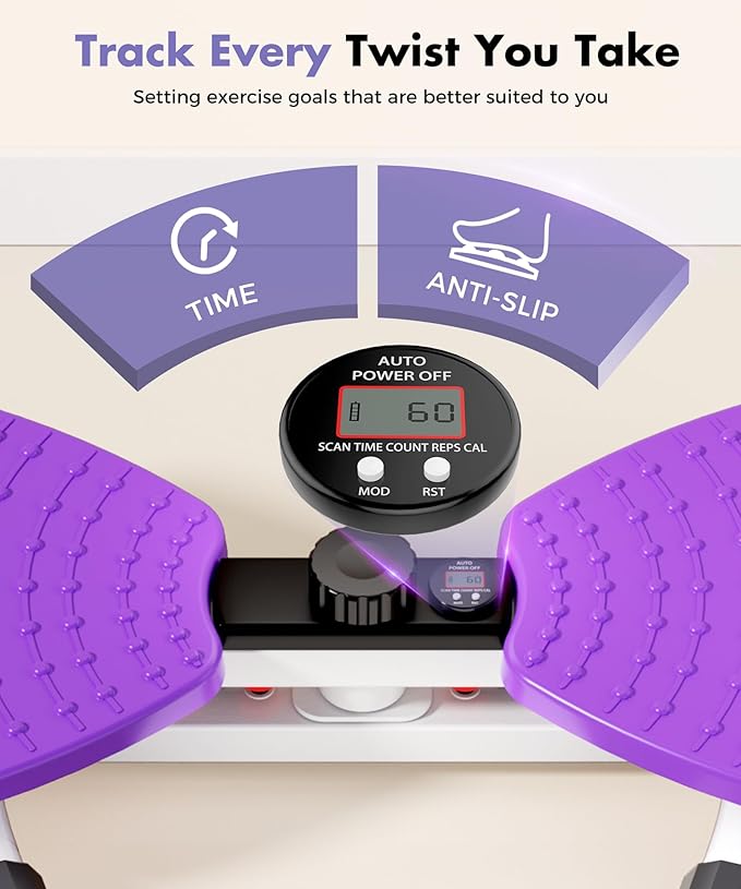 Waist Twisting Machine Fitness Tool, Ab Twister Board with the Smart LED Digital Monitor, 300LBS Capacity & 20dB Ultra-Quiet, Anti-Slip Home Gym Workout Equipment for Women Belly Fat-Ruum Studio Home