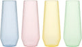 48 Pack Ribbed Ripple Stemless Toasting Glasses, Origami Durable 9 Oz BPA-Free Disposable Plastic Champagne Flutes for Weddings, Bars, Events, and Celebrations (48, Ribbed Color Collection)-Ruum Studio Home