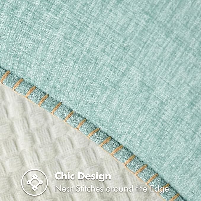 MIULEE Pack of 2 Couch Throw Pillow Covers 18x18 Inch Coastal Aqua Blue Farmhouse Decorative Pillow Covers with Stitched Edge Soft Chenille Solid Dyed Spring Pillow Covers for Sofa Bed Living Room-Ruum Studio Home