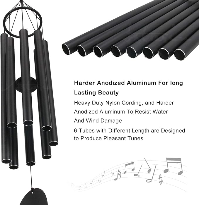 ASTARIN Large Wind Chimes for Outside(38 inch), Sympathy Wind Chimes Outdoor Clearance with 8 Aluminum Tuned Black Tubes, Memorial Wind Chimes Gift Decoration for Home, Garden,Patio,Backyard.-Ruum Studio Home