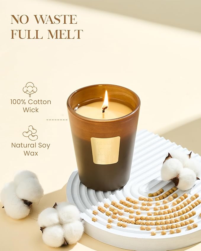 M&SENSE Fudgy Cocoa Brownie Scented Candle Home Decor, Natural Soy Wax,4.1oz 60 Hours Long Lasting Slow Burning, Aromatherapy Candle for Stress Relief-Ruum Studio Home
