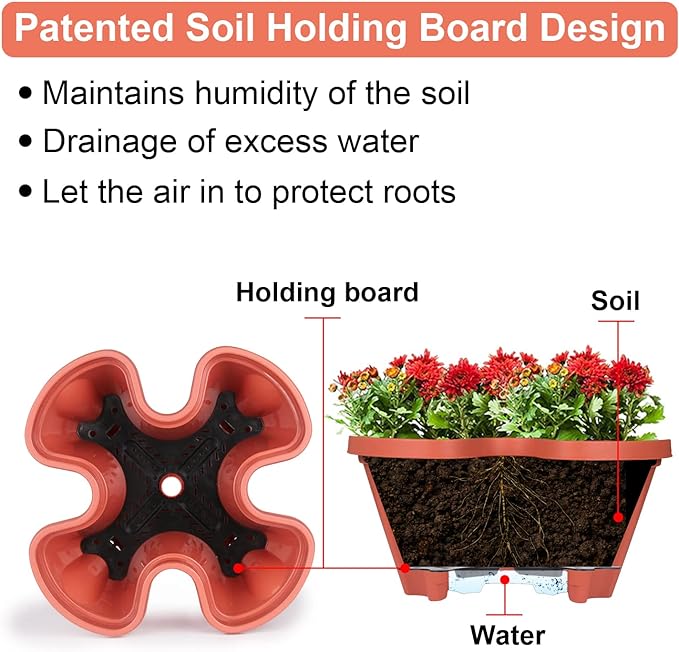 Vertical Planter 6 Tier Stackable Planters Garden Planters Strawberry Herb Flower and Vegetable Planter Indoor Outdoor Gardening Pots with Removable Wheels and Tools-Ruum Studio Home