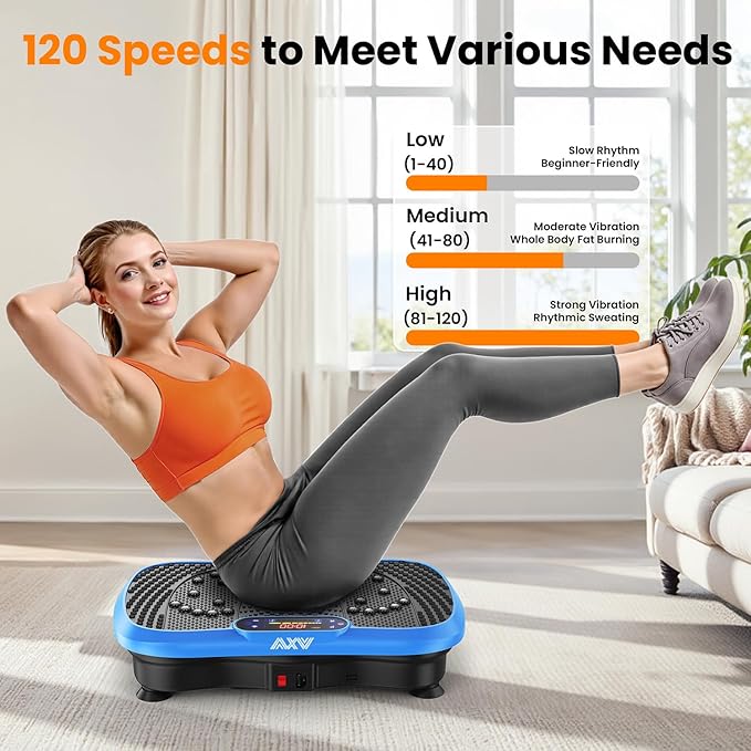 AXV Vibration Plate Fitness Platform Exercise Machine Vibrating Lymphatic Drainage Shaking Full Body Shaker Workout Vibrate Stand Shake Board Sport Gym for Weight Loss Fat Burner for Women Men-Ruum Studio Home