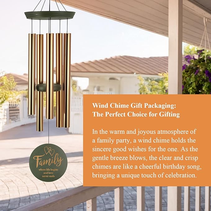 Wind Chimes for Outside, Large Outdoor Windchimes with Engraved Tree of Life, Premium Tuned Metal Chimes for Mother/Grandma, Home & Garden Decor with Soothing Tone-Ruum Studio Home