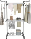 Bigzzia 3 Tier Clothes Drying Rack, 57 Inch Laundry Drying Rack, Foldable Stainless Steel Kids Clothing Rack, Movable Laundry Rack for Indoor Outdoor - Grey-Ruum Studio Home