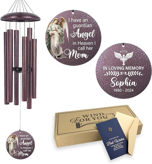 ASTARIN 36" Large Deep Tone Personalized Sympathy Wind Chimes, Memorial Wind Chime for Loss of Mother Father Loved One, Angel Bereavement Gifts Decor Outdoor Patio Garden Graveyard-Ruum Studio Home