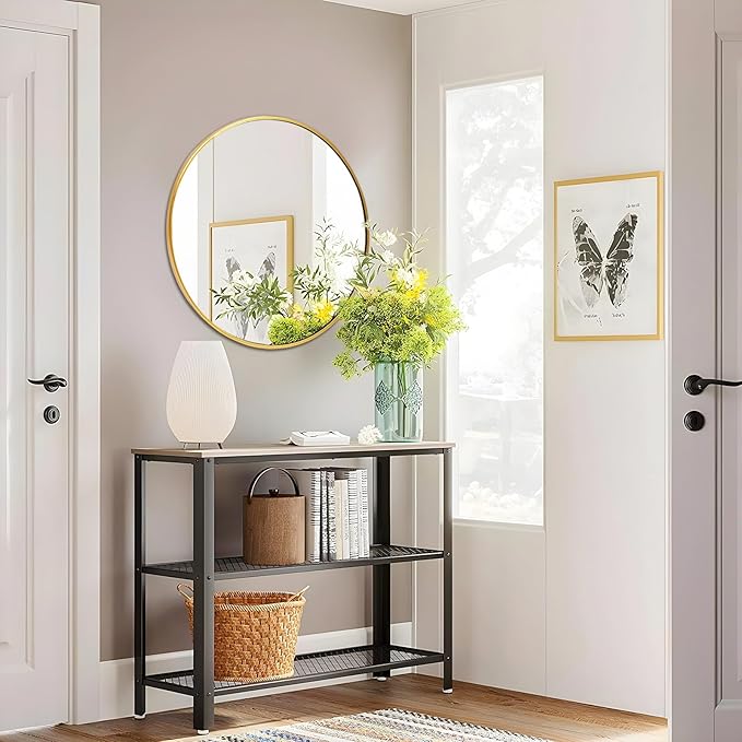 Fabuday Gold Circle Mirror for Bathroom - Small 18 Inch Round Mirror for Wall Decor with Golden Matte Frame, Living Room, Bedroom, Entryway Circular Mirrors-Ruum Studio Home