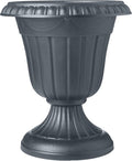 PL10GY Indoor/Outdoor Classic Traditional Plastic Urn Planter, 15" x 13", Gray-Ruum Studio Home