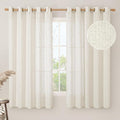 LAMIT Natural Linen Curtains 63 inch Length for Living Room, Boho Semi Sheer Light Filtering Window Textured Neutral Drapes with Bronze Grommet for Bedroom, 2 Panels Set, 60 x 63 Inch-Ruum Studio Home