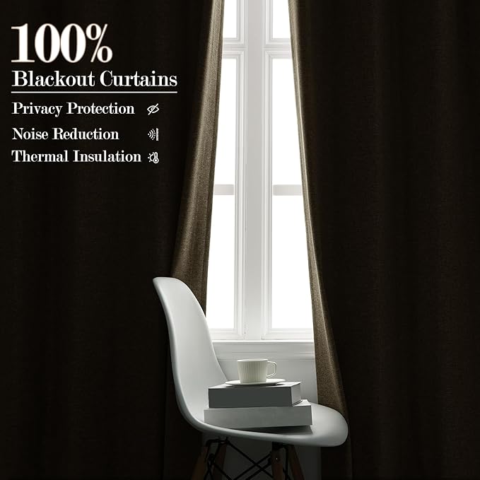 Beige Pinch Pleat 100% Blackout Drapes Linen Blend, Room Divider, Room Darkening, Energy Saving, Furniture Protecting, Light Blocking Extra Wide Privacy Curtains, 200Wx108L, 1 PC-Ruum Studio Home