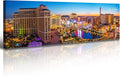 Las Vegas Skyline Wall Art Cityscape Canvas Prints City Modern Building Posters Bellagio Fountain Skyscraper Night View Panoramic Pictures for Home Office Living Room Decor Framed 13.8"x45.3"-Ruum Studio Home
