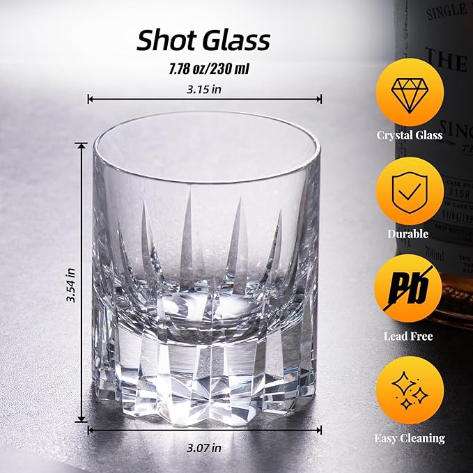 KAMMAK Crystal Whiskey Glasses Set of 2, Handcrafted 7.78oz Old Fashioned Glasses Stemless, Luxury Hand Blown Cocktail Glasses, Scotch Cup for Women, Men Gift for Bourbon Barware, Home Bar-Ruum Studio Home