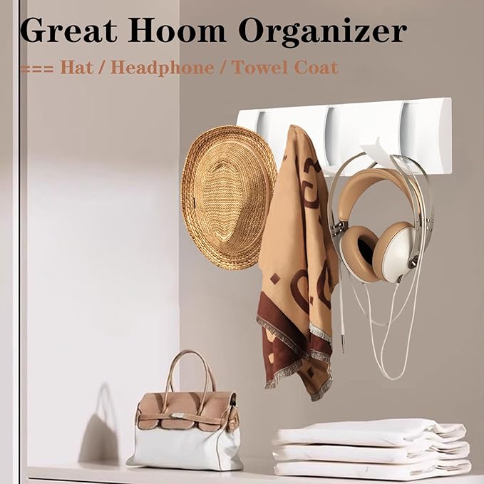 Folding Coat Hooks, Wall Mounted Coat Rack with 3 Retractable Hooks, Heavy Duty Towel Rack for Bathroom Wall Hook for Hanging Clothes Bathrobe, Stainless Steel Coat Hanger for Entryway(White)-Ruum Studio Home
