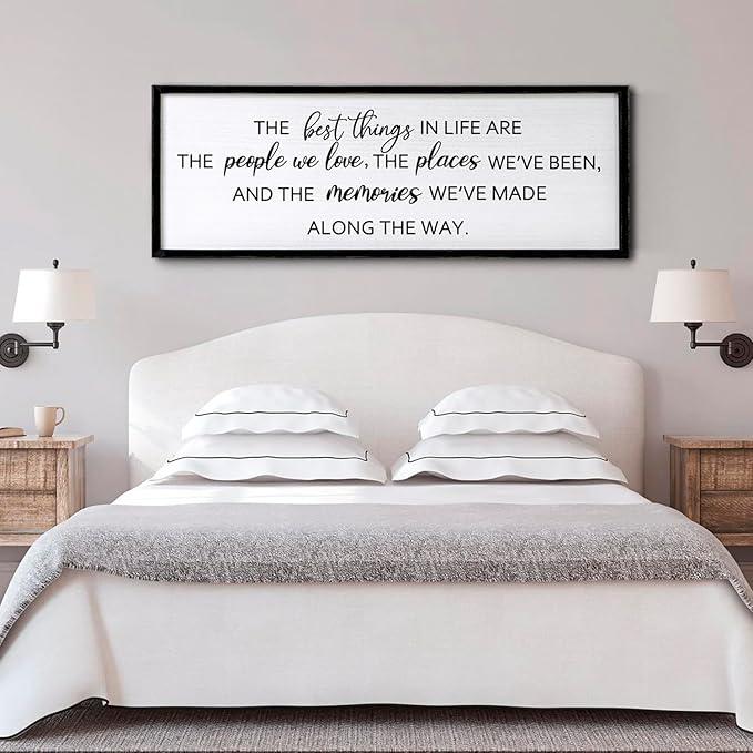 The Best Things in Life Framed Wall Art, 32''×12'' Rustic The Best Things in Life Sign for God Jesus Christ Prayer, Horizontal Holy Inspirational Family Home Decor-Ruum Studio Home