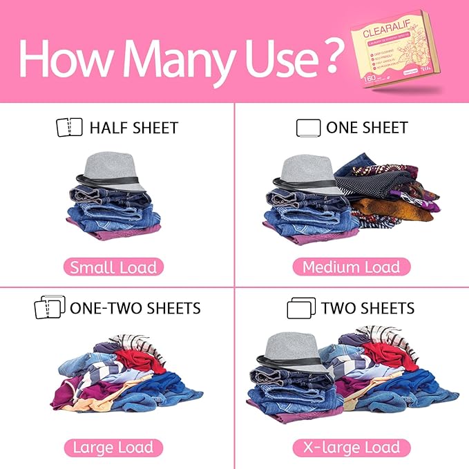 Laundry Detergent Sheets Up to 160 Loads, Fresh Flower - Great For Travel,Apartments, Dorms,CLEARALIF Laundry Detergent Strips Eco Friendly & Hypoallergenic - 80 Sheets-Ruum Studio Home