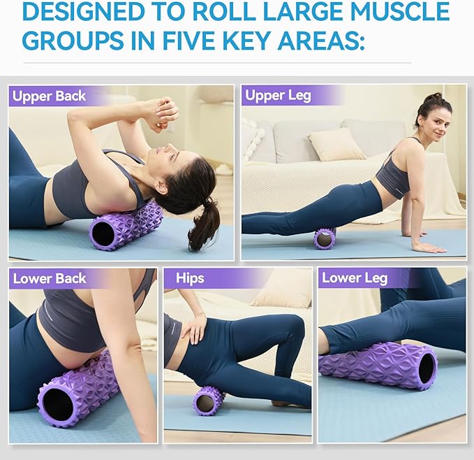 Foam Roller - 15 inch Deep Tissue Massager for Muscle Massage, Myofascial Trigger Point Release, Exercise, Yoga, Pilates & Stretching(Purple)-Ruum Studio Home