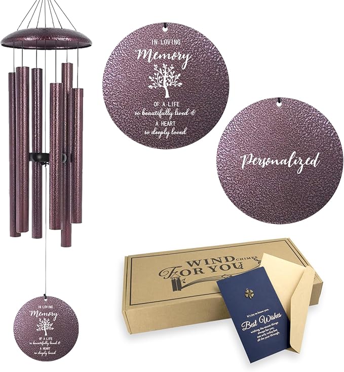 ASTARIN 36" Large Deep Tone Personalized Sympathy Wind Chimes, Memorial Wind Chime for Loss of Mother Father Loved One, Tree of Life Bereavement Gifts Decor Outdoor Patio Garden(Produced in USA)-Ruum Studio Home