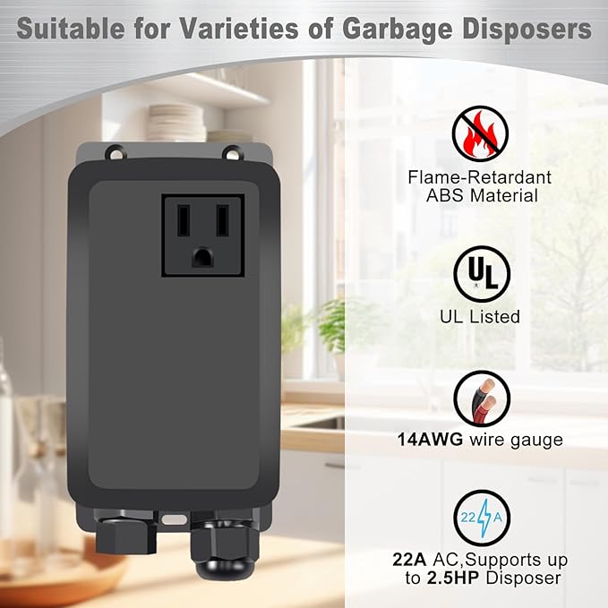 Garbage Disposal Air Switch Kit, Garbage Disposal Button, Sink Top Waste Disposer On/Off Switch, UL Listed Air Switch Compatible with All Garbage Disposals (Chrome Silver)-Ruum Studio Home